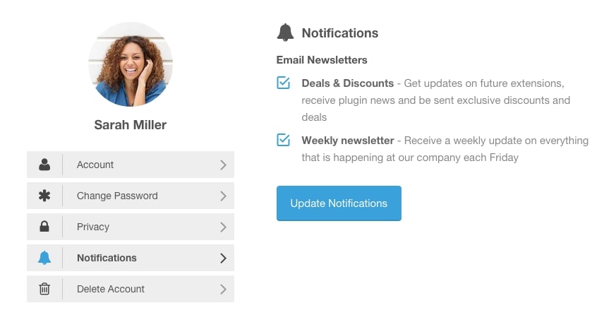 Mailchimp setting on Ultimate Member Account screen