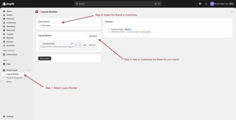Layout Builder highlighted in the left sidebar navigation
